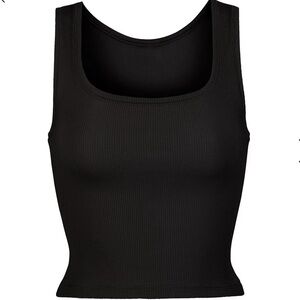 Skims Black Cotton Rib Tank Size S